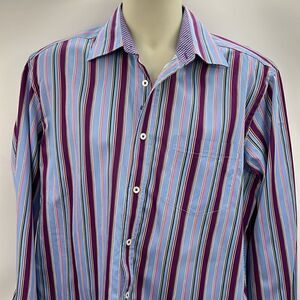 Bugatchi striped shaped fit long sleeve shirt